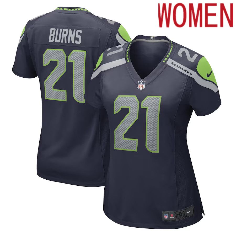 Women Seattle Seahawks 21 Artie Burns Nike College Navy Game Player NFL Jersey